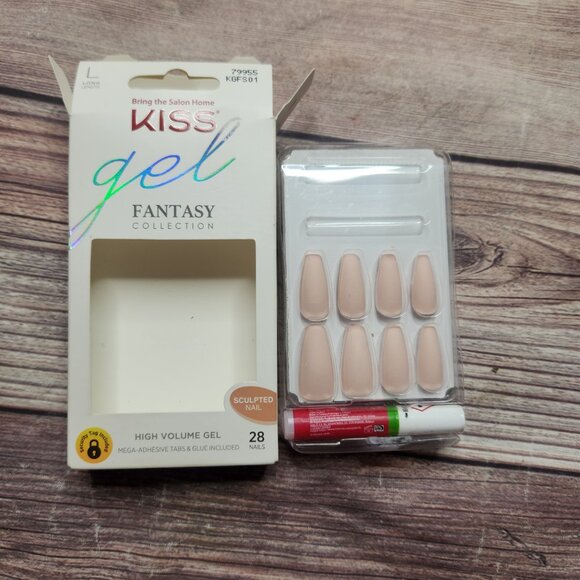 ⭐️ Kiss Press On Gel Fantasy Collection Natural Pink Long Nails - Picture 3 of 5